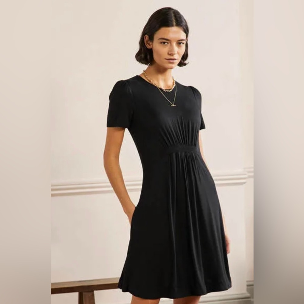 Boden Crew Neck Jersey Dress Black 14R